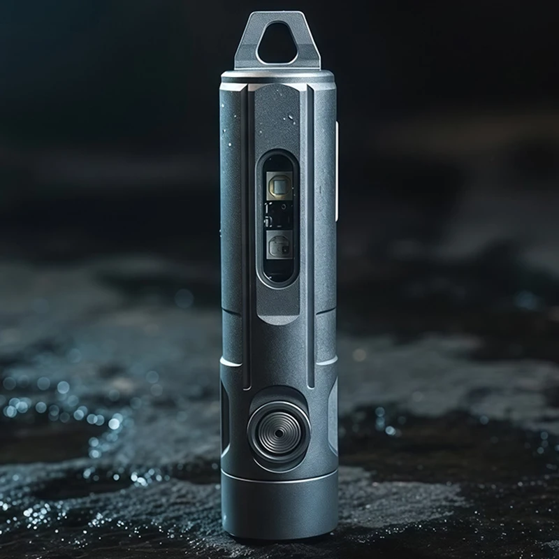 pure-titanium-multifunctional-flashlight-strong-light-rechargeable-mini-keychain-pendant-edc-outdoor-tools
