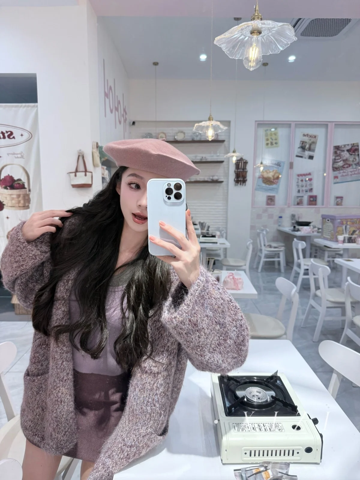 

Мягкий фиолетовый свитер Simona, кардиган, корейский теплый тонкий длинный све, круглый комплект футболок Ne, женский ансамбль Faion