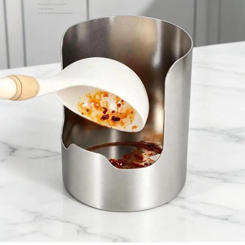 2in1 Stainless Steel Spoon Holder Rack Lid And Utensil Holder Multipurpose Kitchen Organizer For Spoons Ladles Cutting