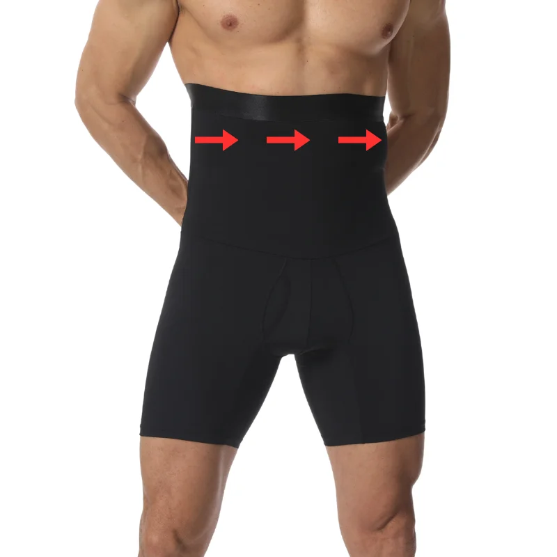 

Men High Waist Compression Shapewear Shorts Anti-slip Anti-chafing Boxer Briefs Fitness Base Layer