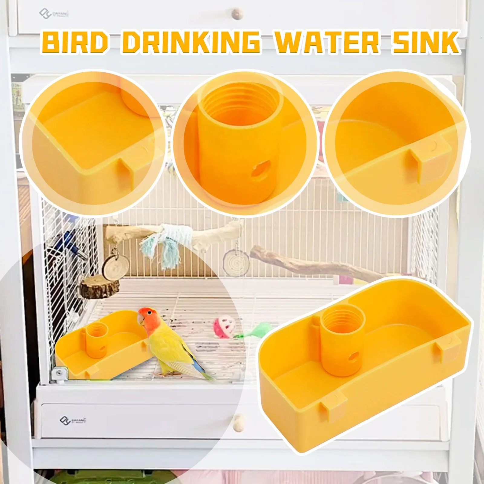 

Желтая мини-чаша для кормления птиц, клетка для птиц, подвесная коробка, аксессуар, пластиковая подвесная клетка, украшение, товары для птиц