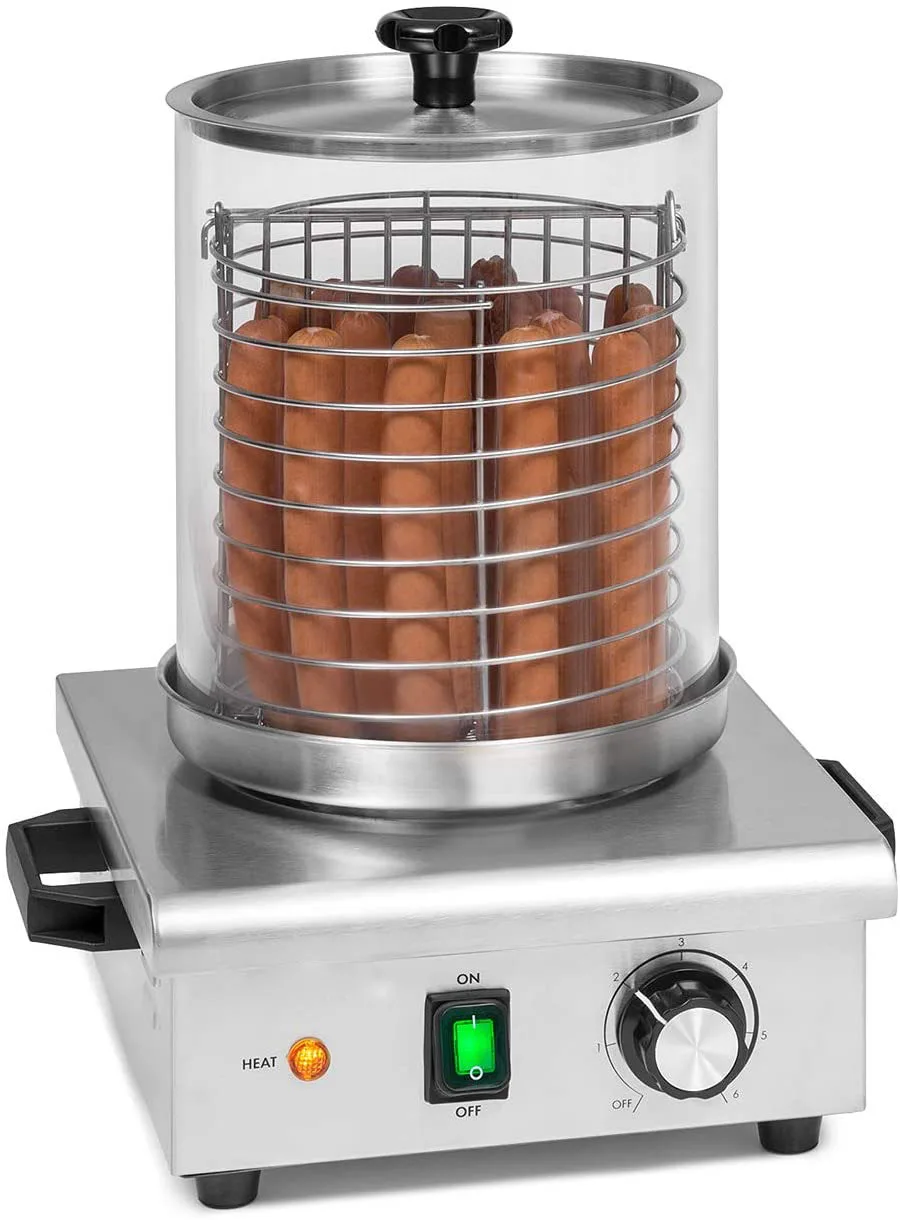 The factory sells a variety of widely used hot dog foods, displaying hot dog warmers