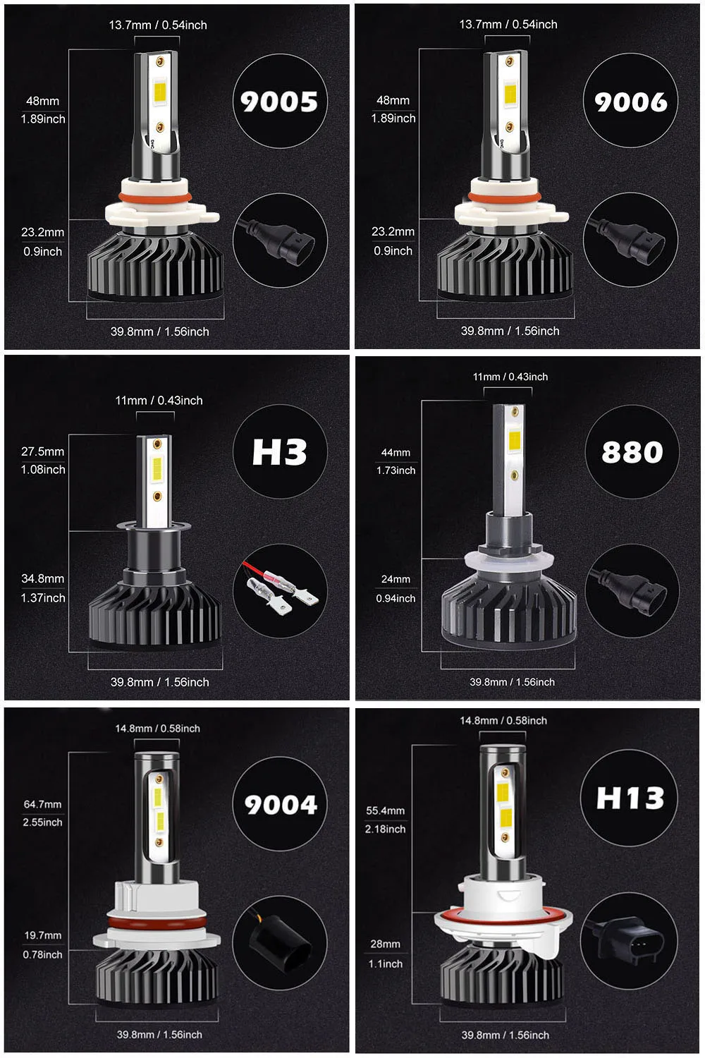 Infitary Car Lights H4 LED H7 30000LM H11 3570 LED Canbus lampada per lampadine per fari Auto H1 H3 9005 9006 HB3 HB4 9007 H13 Fog 12V