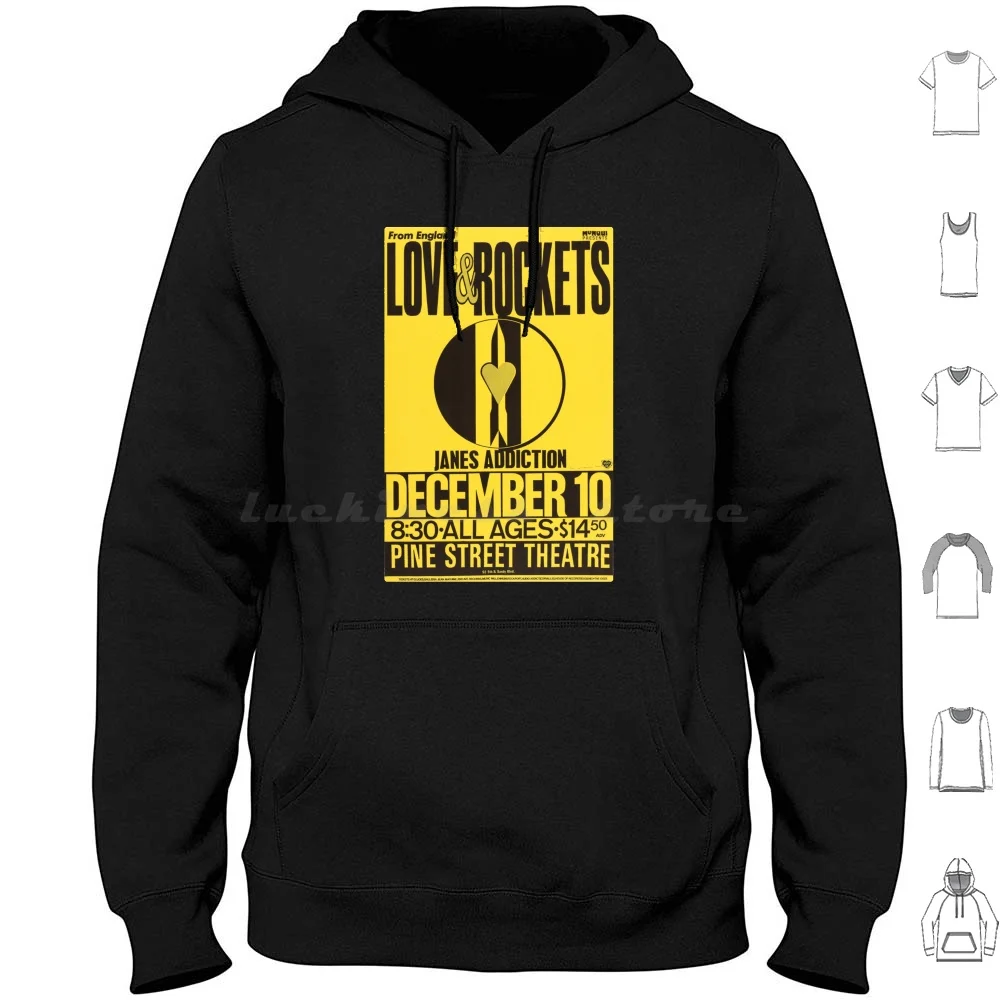 Love And Rockets , Jane's Addiction. Hoodie Cotton Long Sleeve Love And Rockets Janes Addiction Music Promotion Gig