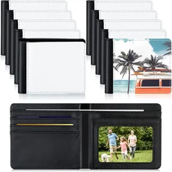 2pcs DIY Black Leather Wallets with Heat Transfer Blank for Sublimation, Featuring Bank Card Holder and Windows