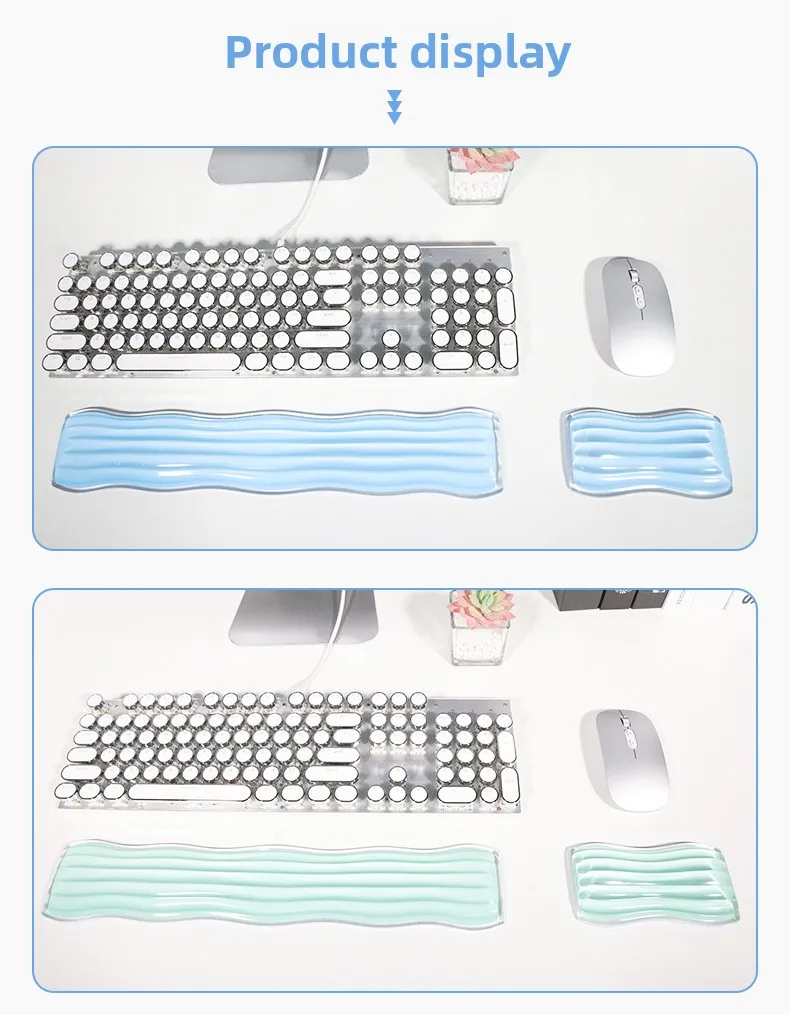 Wellenförmige Silikon-Handgelenkauflage mit Kühlgel, Ergonomische Tastatur- und Mausunterlage für Büro und Gaming – Detail 6