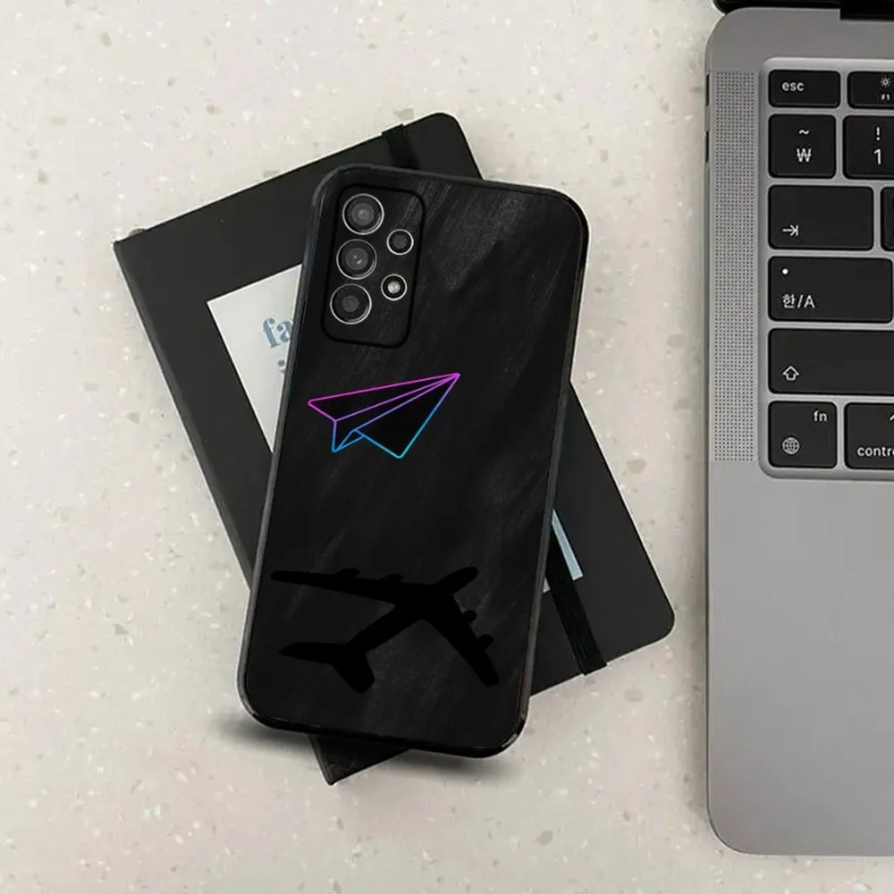 Premium Airplane Pattern Phone Case For Samsung Galaxy A13,A21s,A22,A31,A32,A52,A53,A71,A80,A91 Soft Black Cover image 5