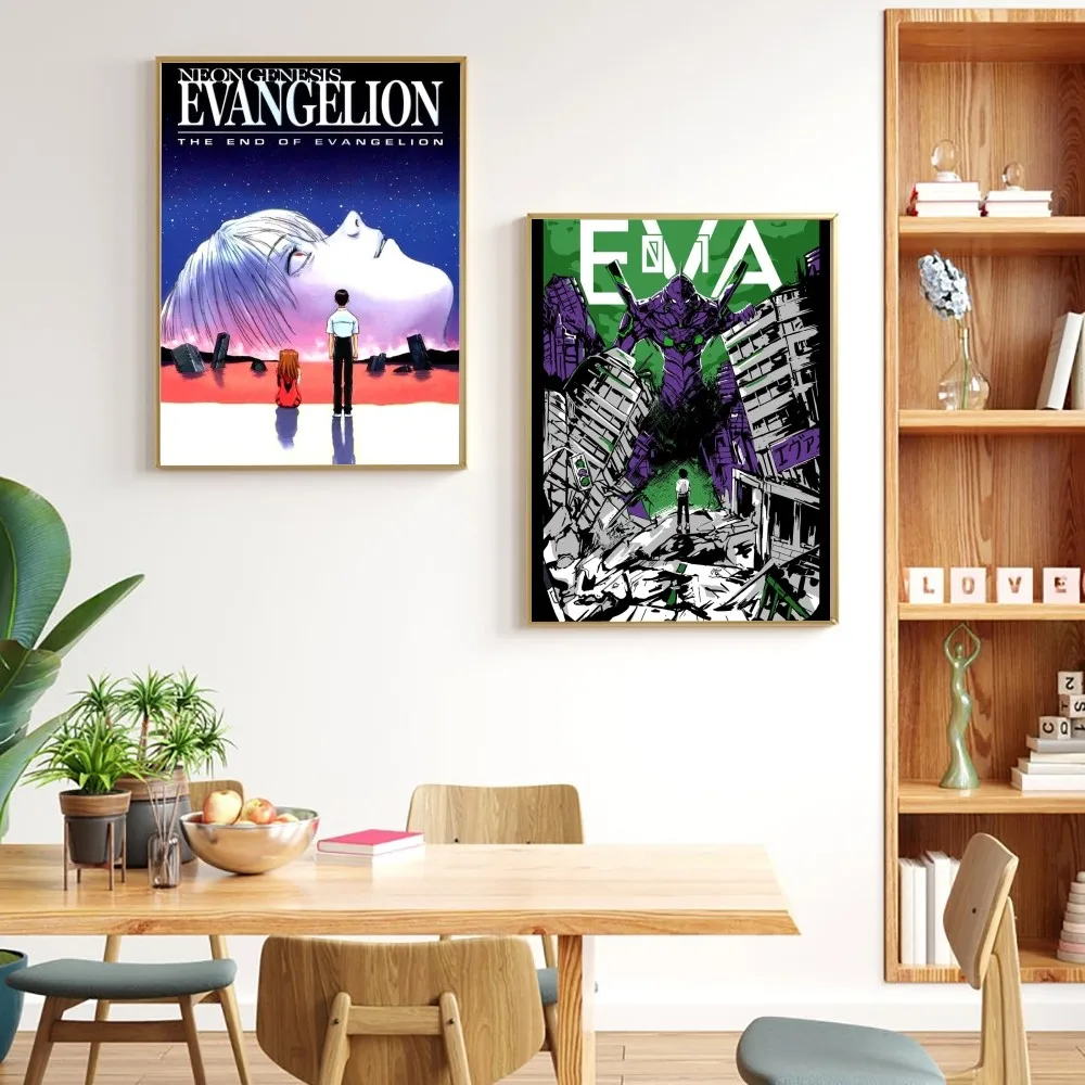 E-Evangelions-Papier Kraft Anime Vintage Art Mural, Peinture, Chambre, Autocollants, Club, Bar, Sans Cadre