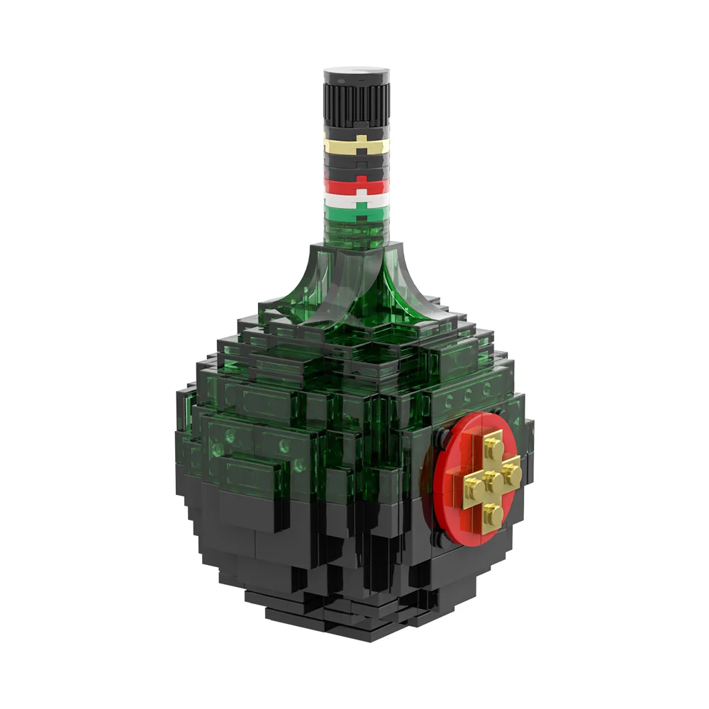 MOC UNICUMS الإبداع زجاجة النبيذ الأخضر اللبنات نموذج ثقافة البيرة جمع الطوب لتقوم بها بنفسك تجميعها لعبة الأطفال هدية