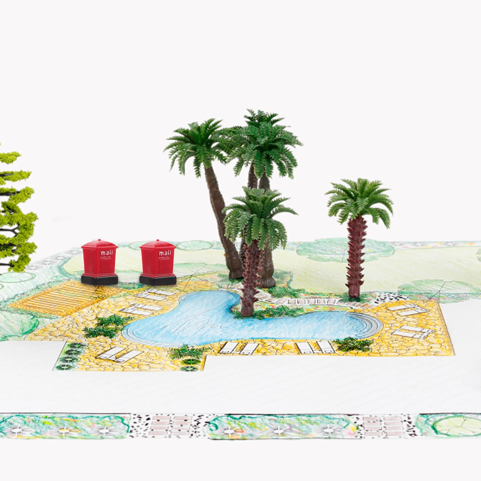 

4 Pcs Micro Landscape Email Mailbox Sculpture Ornament for Lawn Decorate Tiny Ornaments Resin Miniature House Accessories