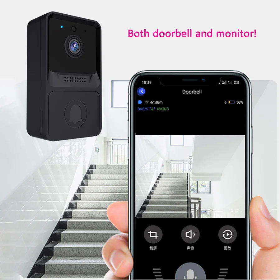 Household Wireless Visual Intercom Door Bell Wifi Intelligent High-definition Night Vision Doorbell Video Camera Alarm Monitor