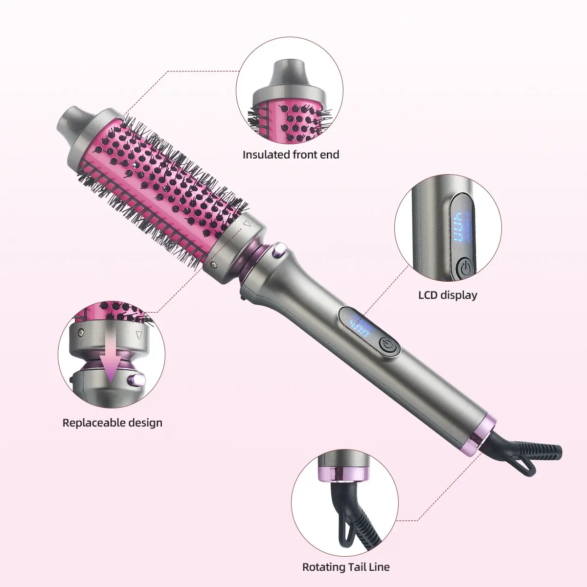 6- in -1 Ceramic Hair Curling Iron Set with Removable Head Curling Design Multi Functional Electric Hair Curler & Straightener