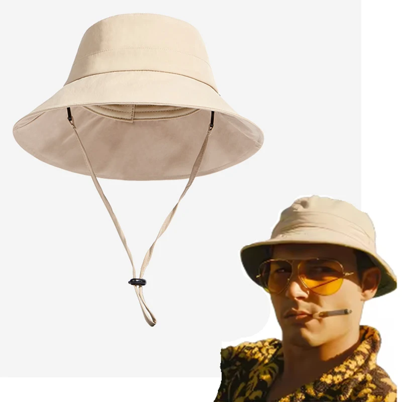 Movie Raoul Duke Cosplay Solid Color Khaki Hat Las Vegas Disguise Adult Cap Men Halloween Party Accessory Trendy Fisherman Hats
