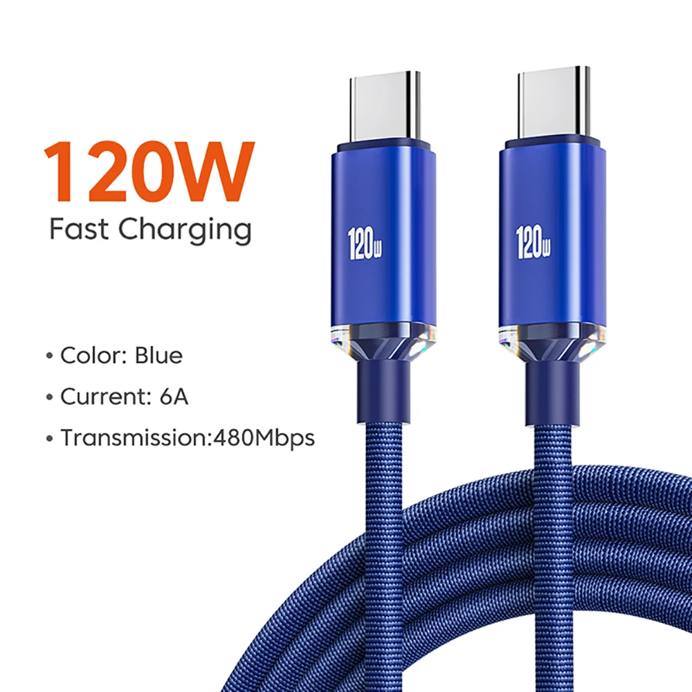 120W PD Type C Cable Quick Charge Phone Data Cord USB C Fast Charging Wire For iPhone 17 Xiaomi Samsung Huawei 0.25M/1M/1.5M/2M