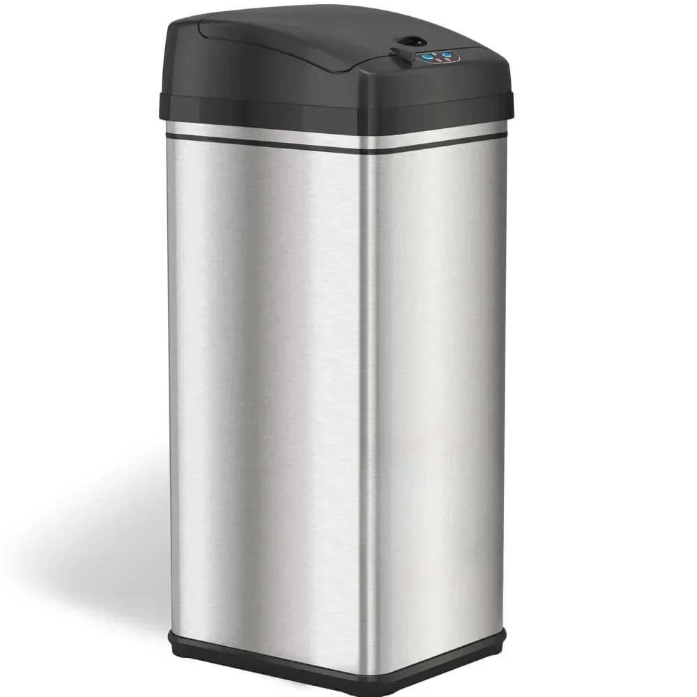 Kitchen Trash Can with Lid and Odor Filter, Motion Sensor Stainless Steel Rectangular Trashcan for Home Office Work Bedroom