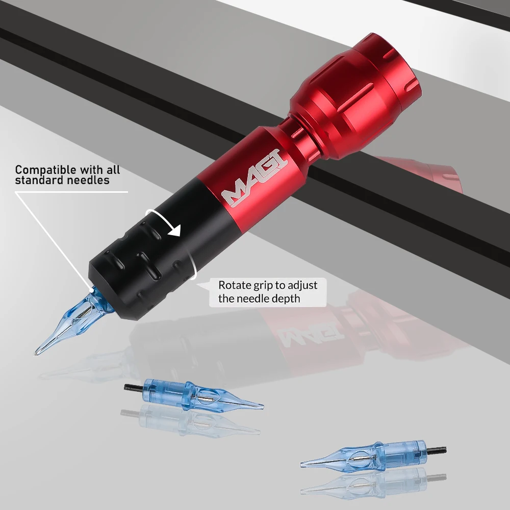 مجموعة ماكينة الوشم اللاسلكية قلم الوشم الدوار مع مصدر طاقة الوشم 1500 مللي أمبير في الساعة أدوات ماكياج دائمة للفنانين المبتدئين