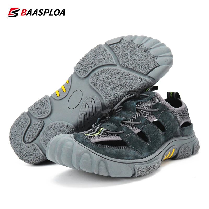 Baasploa Sandalias para hombre, zapatos de playa al aire libre de verano, zapatos transpirables antideslizantes para hombre, sandalias