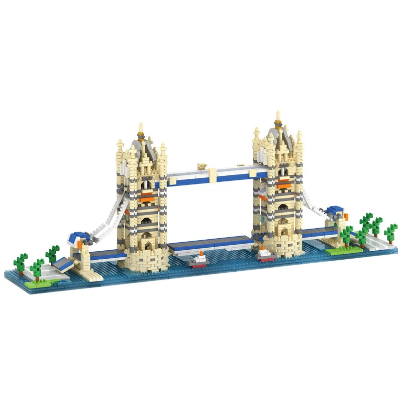 Yz056 torre ponte de londres edifício bloco mundialmente famoso modelo de arquitetura 3d mini diy diamante tijolo brinquedo para o miúdo sem caixa 1833 pçs