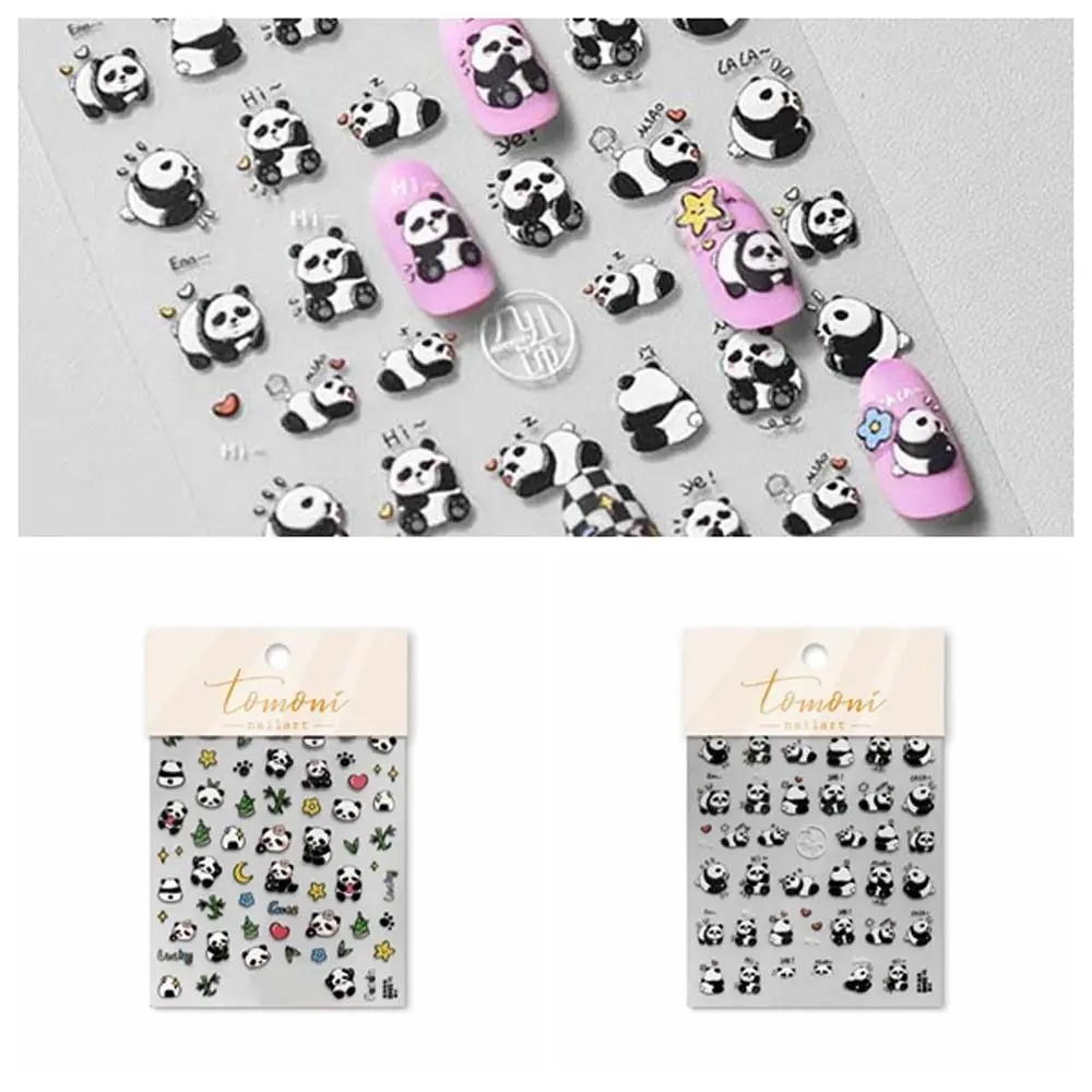 Bamboo Leaf Pattern Cartoon Panda Nail Stickers Nail Art Decoration Nail Accessories Animal Panda Nail Decals Embossed Stickers