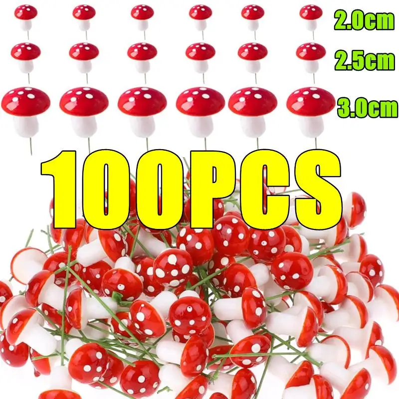 100-10 Uds Mini setas miniaturas Hada jardín musgo terrario artesanías de resina decoraciones estacas artificiales artesanía DIY Micro decoraciones