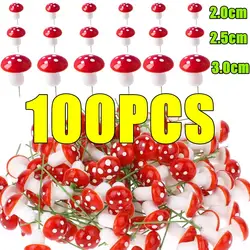 100-10PCS Mini Mushroom Miniatures Fairy Garden Moss Terrarium Resin Crafts Decorations Artificial Stakes Craft DIY Micro Decors