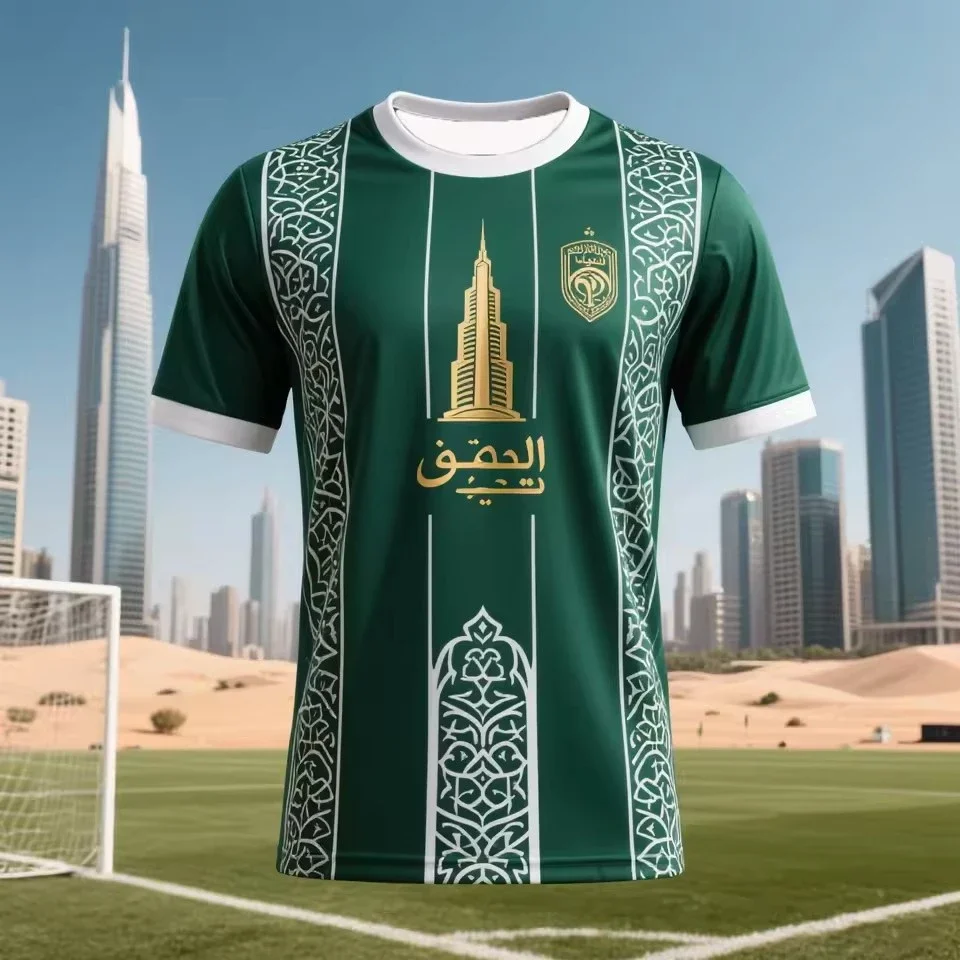 Fashion Saudi Arabia Flag Football Jersey T Shirts Trend Summer National Emblem 3D Printed Sports Tees Loose Breathable Y2k Tops