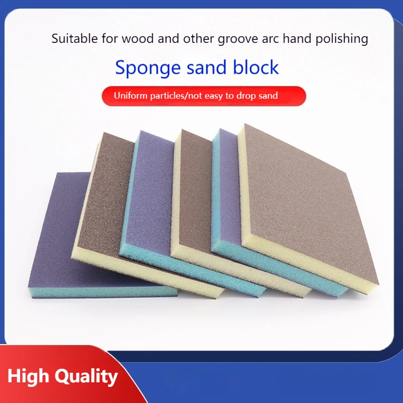 10Pcs Blue/Grey Double Sided Sponge Sanding Block  Flexible Grip for Polishing Grinding  Abrasive Sponge Sandpaper