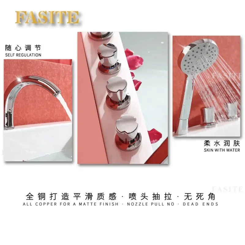 For Small Apartment Freestanding Black Acrylic Bathtub Seamless Red Adult Home Spa Massage Surfing Thermostatic