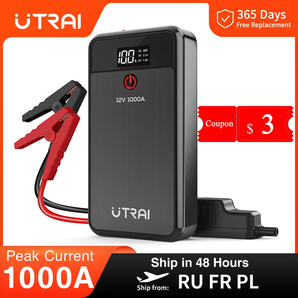 UTRAI JSTAR AIR Jump Starter 1000A 8000mAh Power Bank Portable Charger 12V Battery Jump Starter LED Light Car Starting Device