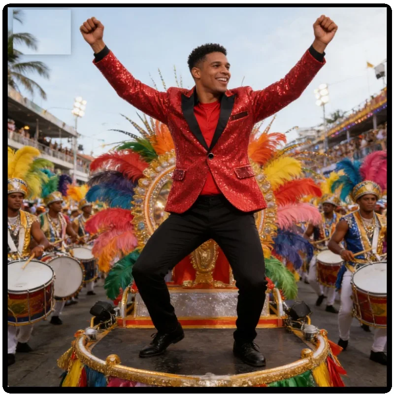 

European American Style Gold Men's Suit Host MC Performance Dress Nightclub Korean Blazer