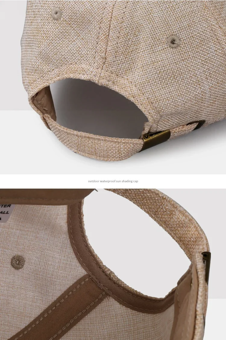 Overs ize xxl Faux Leinen Männer Frauen Baseball kappe atmungsaktiv gewebte große Papa Hut strukturierte Sport kappe für großen Kopf 56-59cm 60-65cm – Detail 8