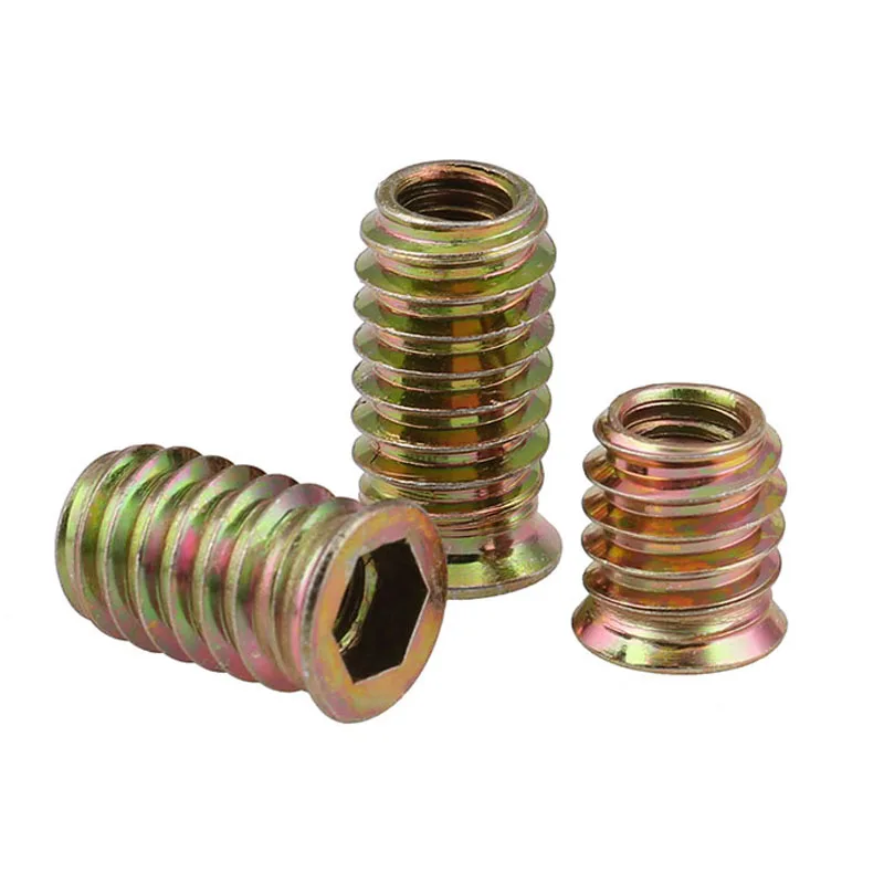5/10Pcs M6 / M8 / M10 Furniture Hex Drive  Head Nuts Screws Threaded For Wood Insert Nut Flanged Hex Drive Head Nuts