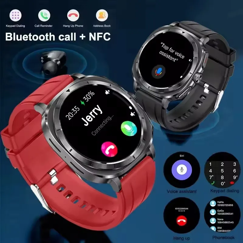 الياقوت الزجاج مضخة هواء وسادة هوائية اختبار ثلاثة ساعة ذكية عالية الرجال 1.43 "AMOLED ECG معدل ضربات القلب ضغط الدم الصحة الرياضة Smartwat