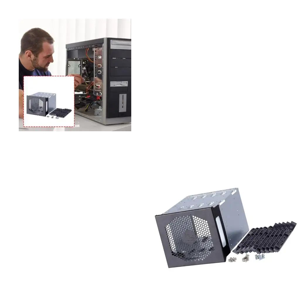 

5 Bay Stainless Steel Hard Drive Cage for Desktop Computer Hard Drive Cage Tray Rack for Computer Case
