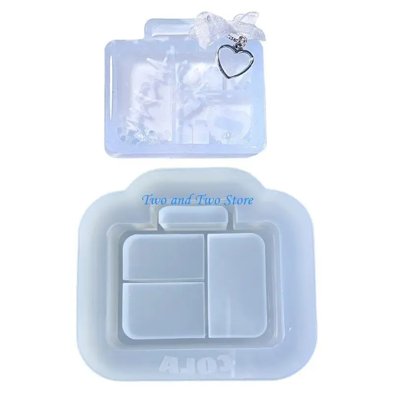 HX6F قوالب ديكور سيليكون لامعة صندوق تخزين صغير حلية سلسلة المفاتيح قالب قلادة ذاتية الصنع #5