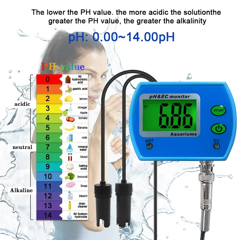 HGFLE-Water Quality Analysis Instruments PH /EC Monitor Meter Acidometer PH Tester EU Plug