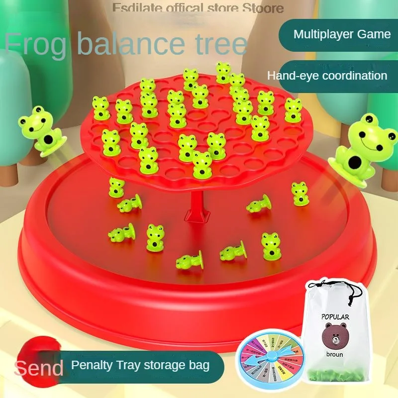 1 Set Frog balance tree children\'s toy Interactive puzzle board game Party toys Parenting activity for kids Birthday gifts 2024