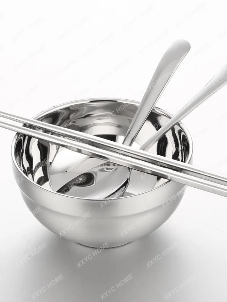 

Stainless Steel Bowl Portable Tableware Suit 4 Bowl 4 Chopsticks 2 Spoons 2 Forks Chopsticks Rice Bowl Picnic Bag Outdoor