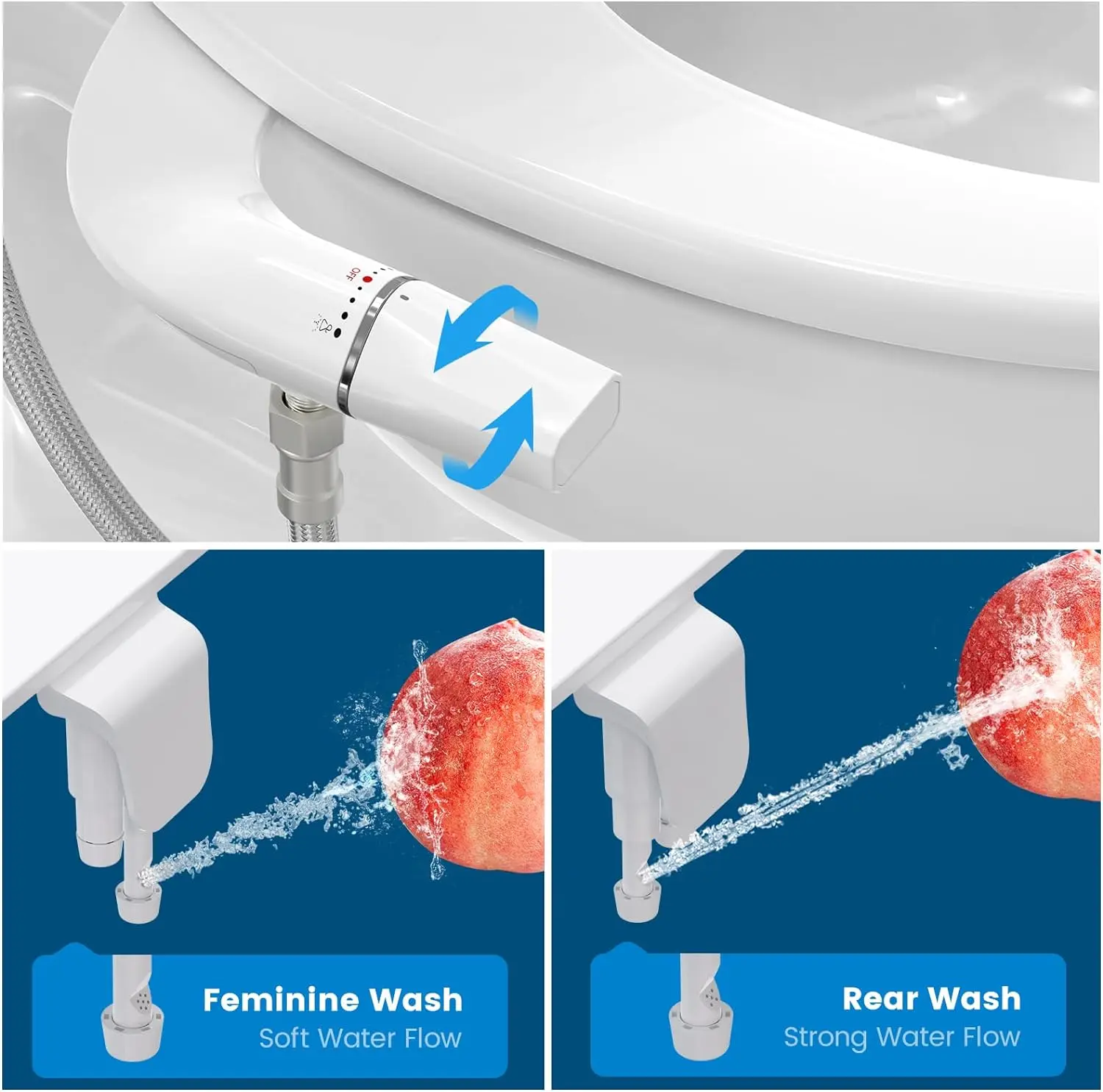 Bidet Attachment for Toilet,toilet shower wc accessories, Adjustable Water Pressure, Double Nozzle Attachment bidet toilet wash