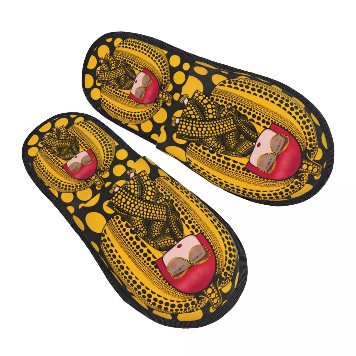 

Custom K-Kusama Yayoi Memory Foam Slippers Women Cozy Warm Abstract Art House Slippers