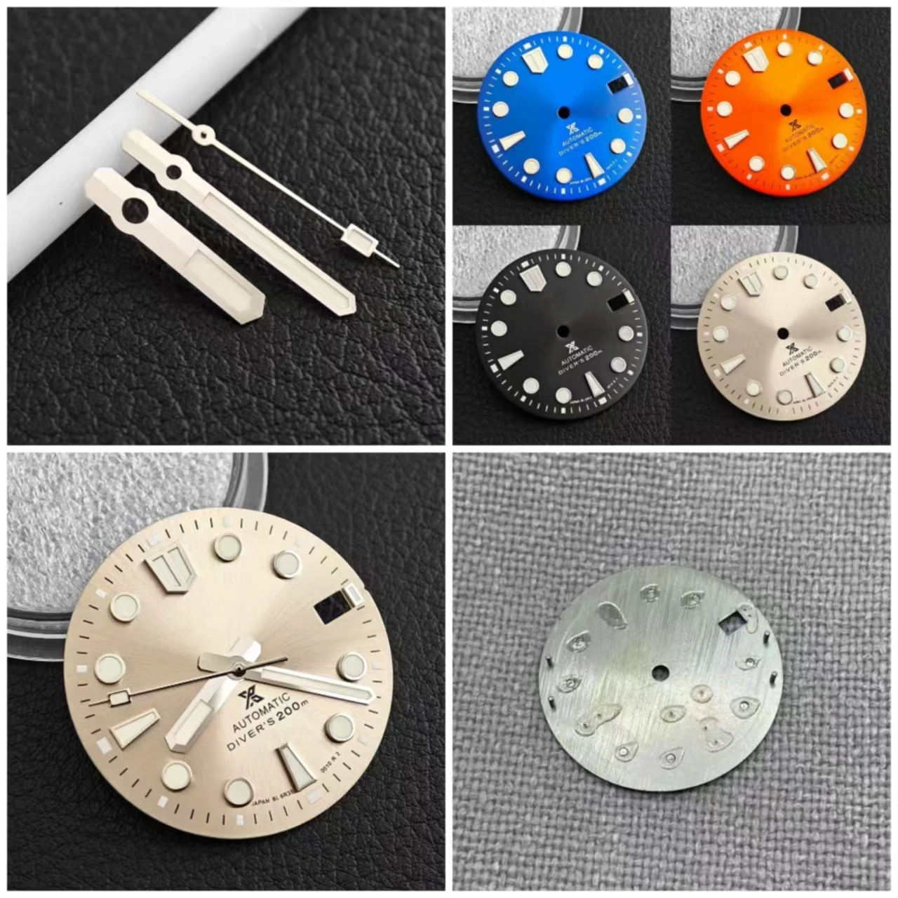 28.5mm NH35 S logo Dial  watch dial green luminous sunburst dial S dial suitable for NH35 movement watch accessories