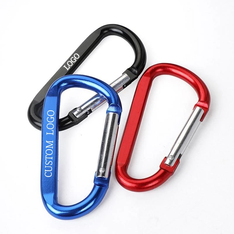 

30PCS Custom Logo Large Aluminum Carabiner D Shape Backpack Buckle Connection Ring Badge Clip