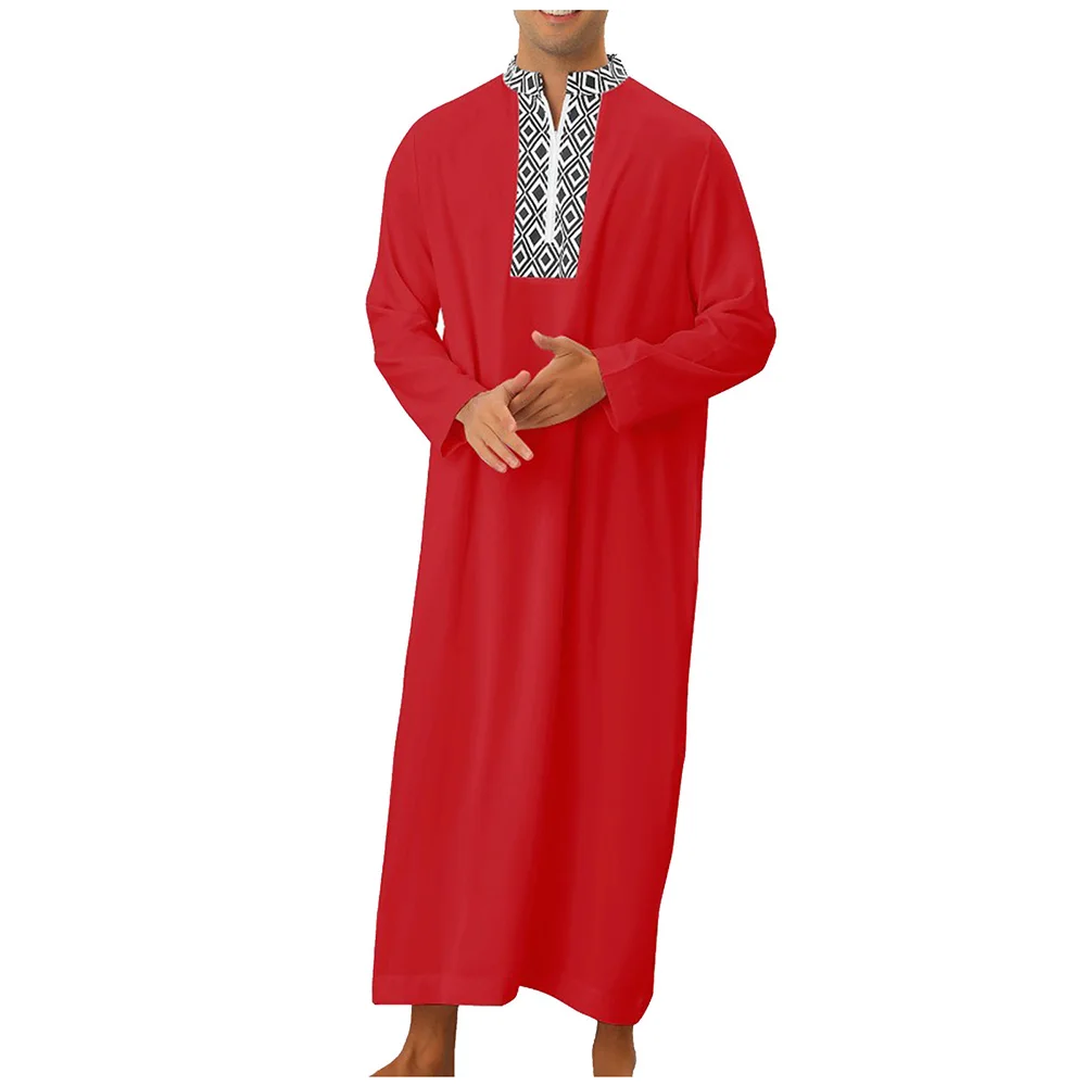 Men\'S Robe Daily Causal All-Match Regular Pullover Zipper Closure Casual Wear Home Outdoor Party Comfy Straight Muslim Robe