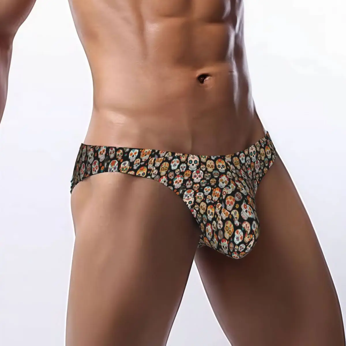 

Men's Briefs Sexy Underpants Colorful Sugar Skulls Traditional The Day Of The Dead Bikini Underwear Men Panties