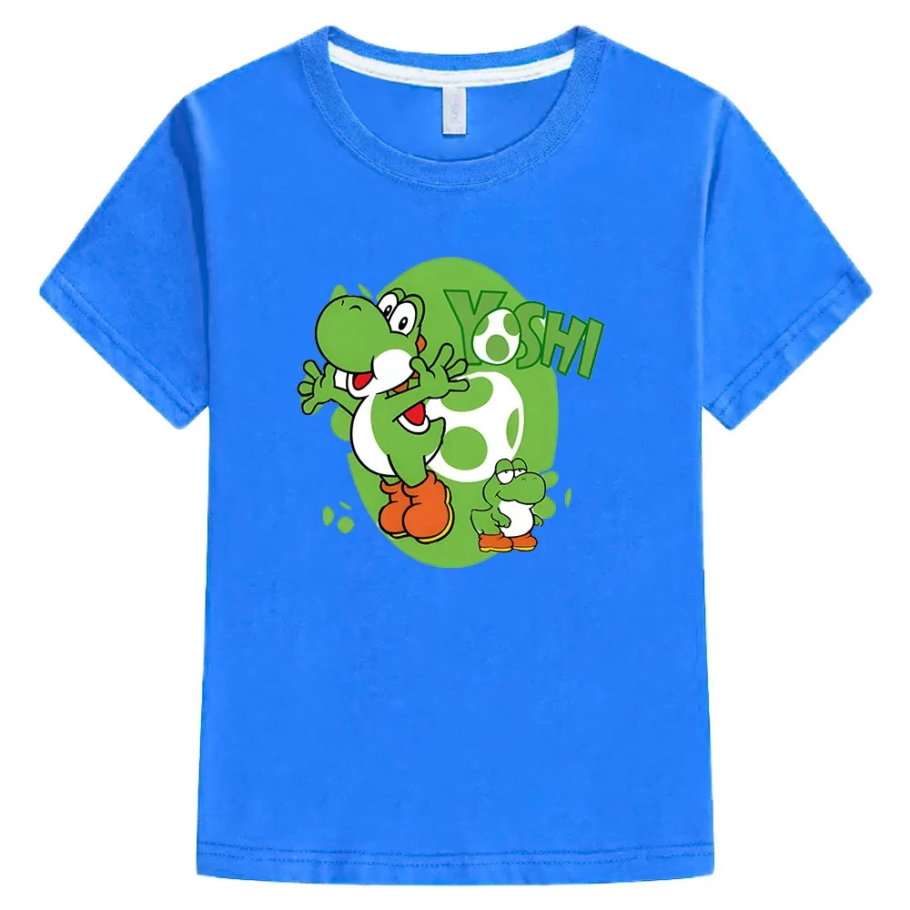 100% bawełniane ubrania dziecięce T-Shirt chłopięcy/dziewczęcy Super Smash Bros koszula Yoshi nadruk kreskówkowy dzieci T-Shirt letnie casualowe