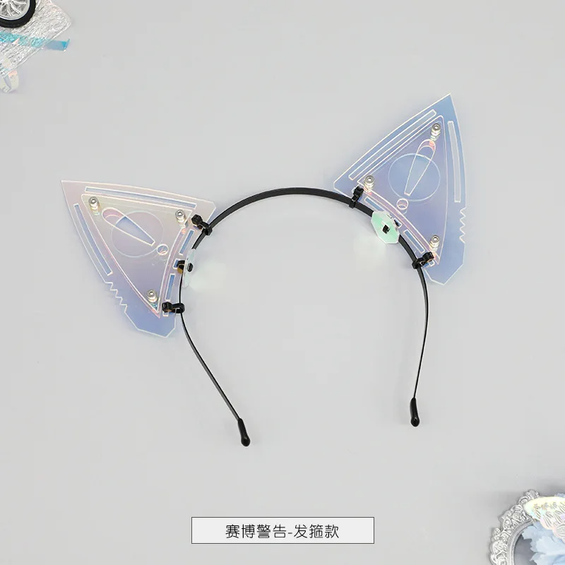 Cyberpunk Helmet Cat Ears DIY Mech Cat Ears Headband Decorated Sci-fi Mechanical Mech Costume Props Headwear Hair Accessories