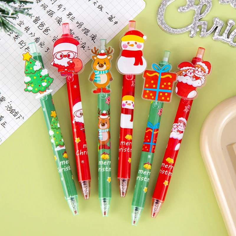 Stylo gel de dessin animé de Noël pour étudiants, père Noël, renne, bonhomme de neige, créatif, étudiant, école, cadeau, prix