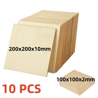 10pcs 4/8inch DIY Square Basswood Board for Laser Engraving Blank Wooden Square Board for DIY Crafts Engraving and Carving