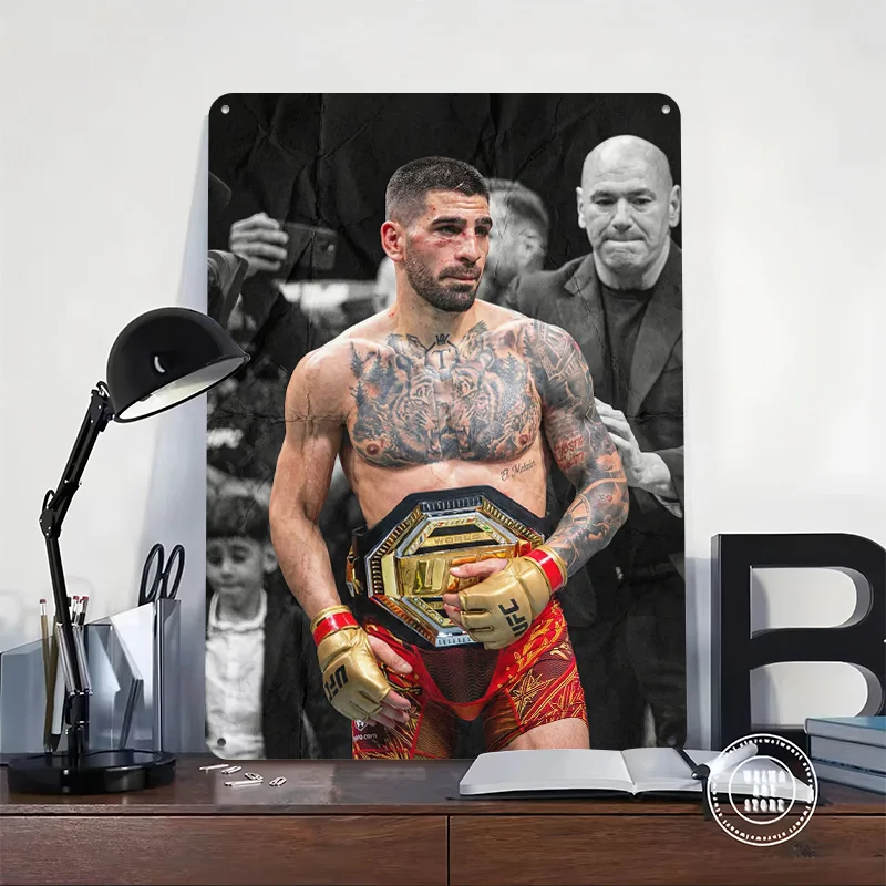Ilia Topuria Champion Portrait Metal Poster Custom Wall Art Retro Vintage Tinplate Signs for Living Room Decorations Wand Deko