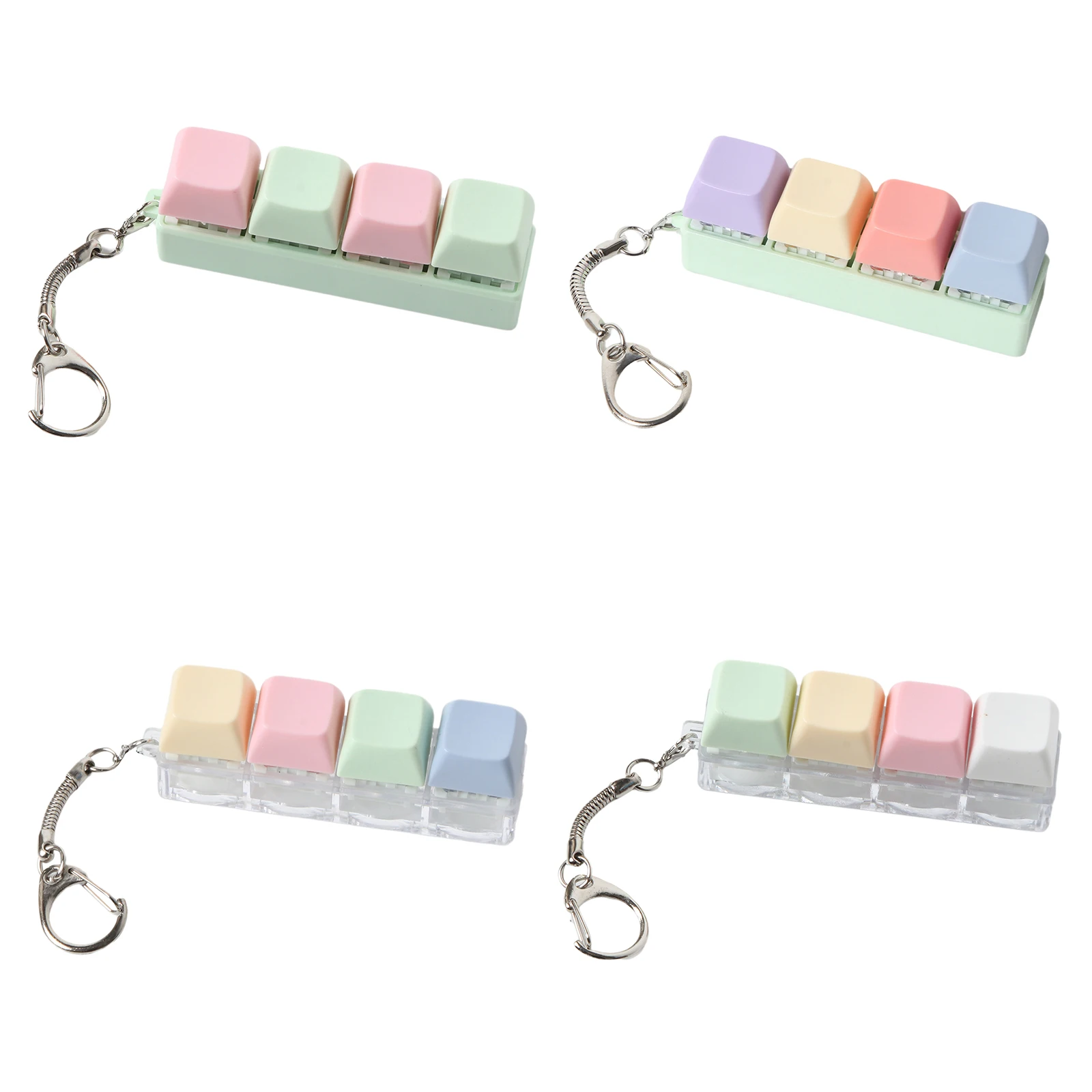 Mechanical Keyboard Fidget Toy with Crisp Click Sound And Bouncy Tactile Feedback Bag 4-key Key-chain Stress Relief Toy